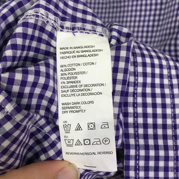 Izod Non-Iron Stretch Gingham Purple Button Down - Picture 8 of 8